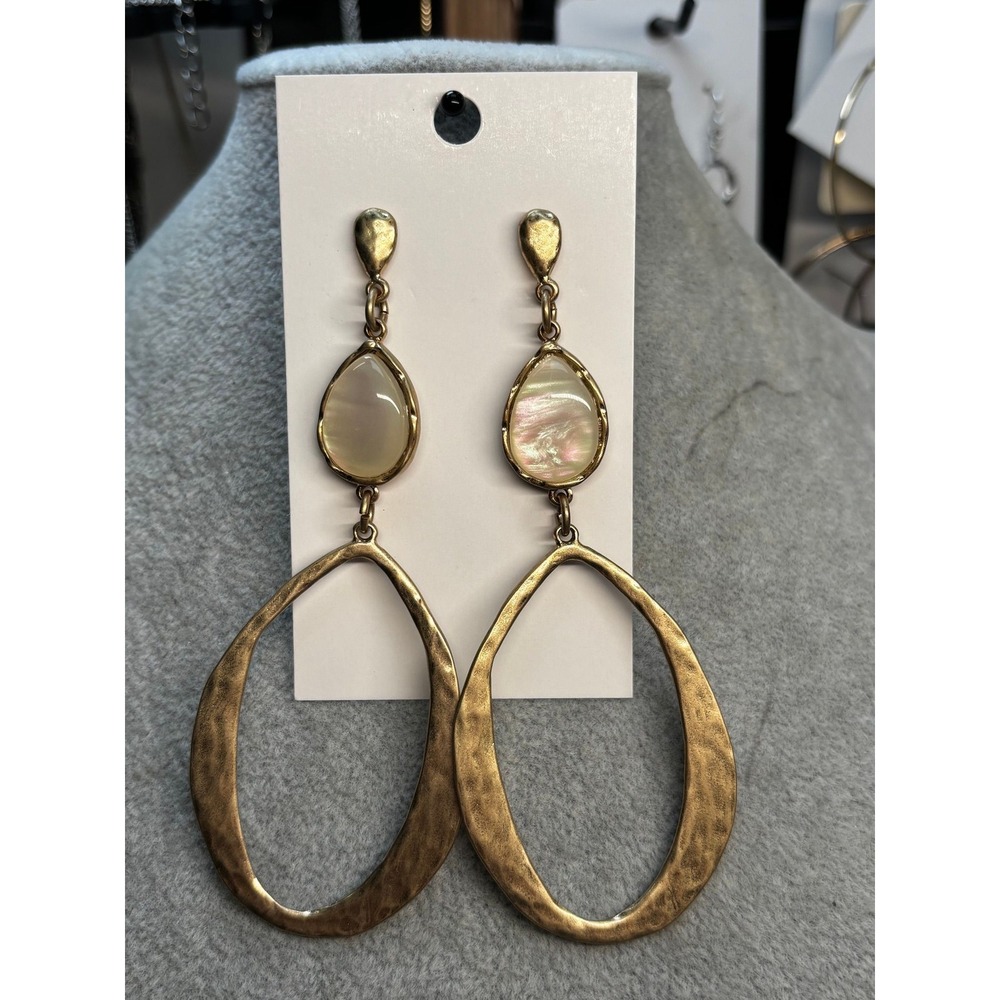 #33. Style & Co Gold-Tone Iridescent Stone Orbital Drop Earrings